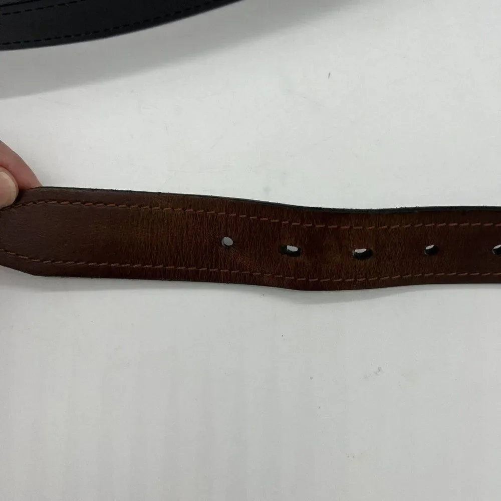 Fossil Men's Reversible Leather Belt Twist Buckle Black Brown size 42